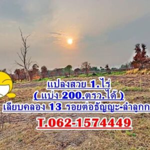 1.ไร่สวยๆที่ดิน คลอง 13.ธัญบุรี-ลำลูกกา T.062-1574449